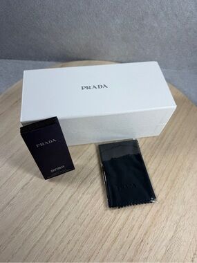 Prada White Presentation Box with Black Microfiber Cloth and Booklet